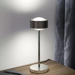 Puk! 120 Eye Table LED, Linsen matt, braun/chrom