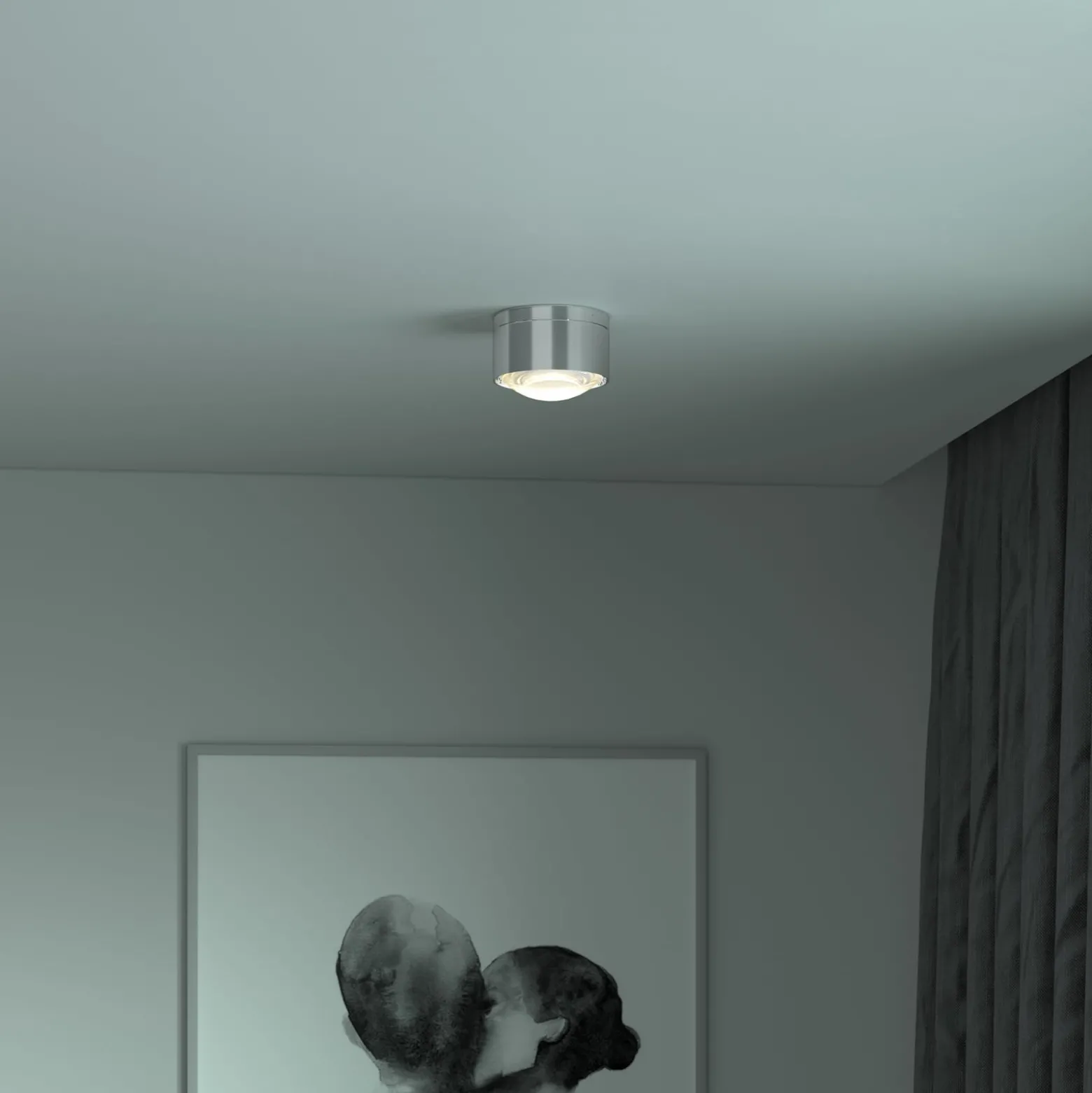 Puk! 120 One LED-Deckenspot Linse matt, chrom
