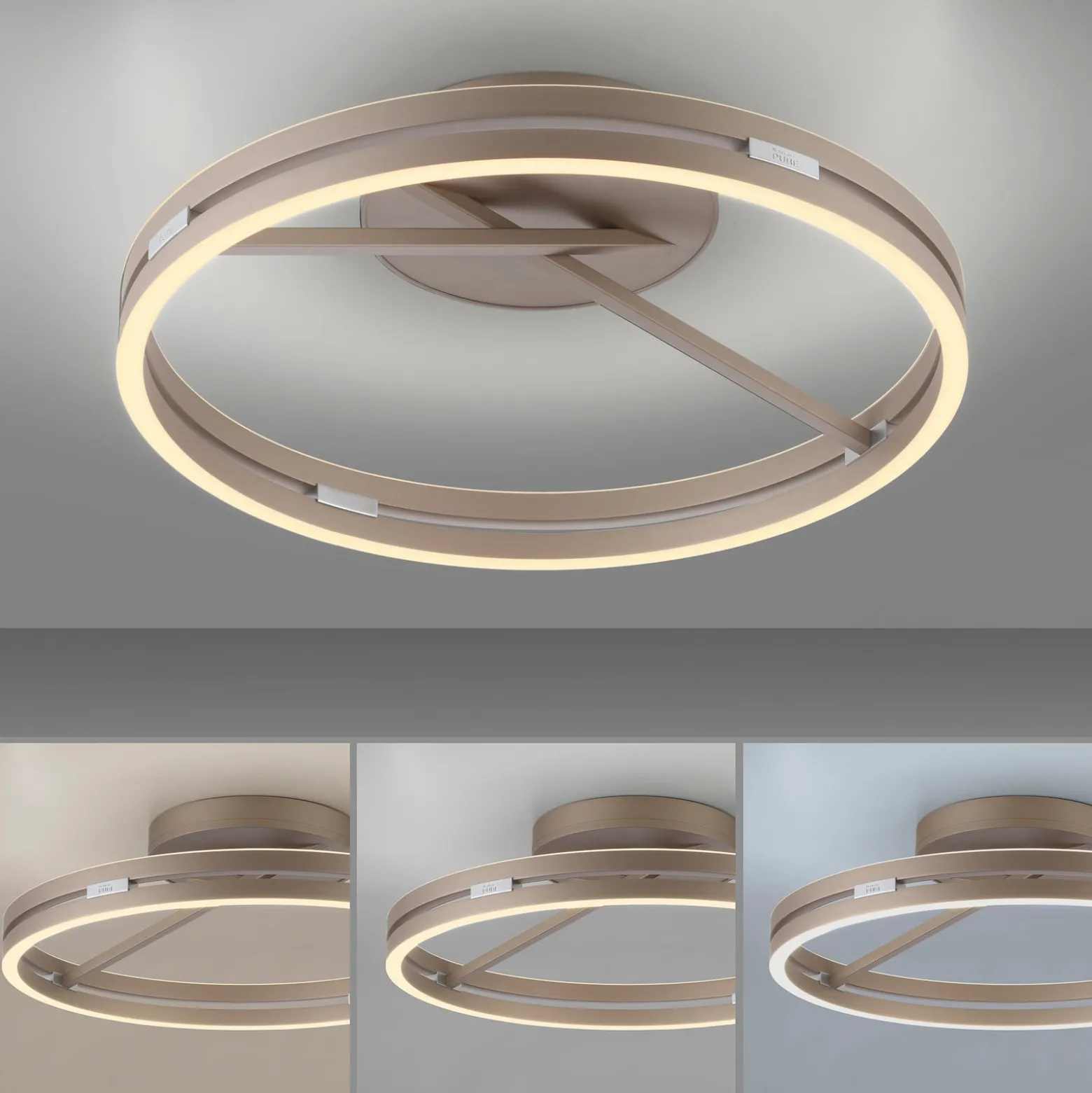 PURE LED-Deckenleuchte Loop bronzefarben, Metall Ø 60 cm CCT