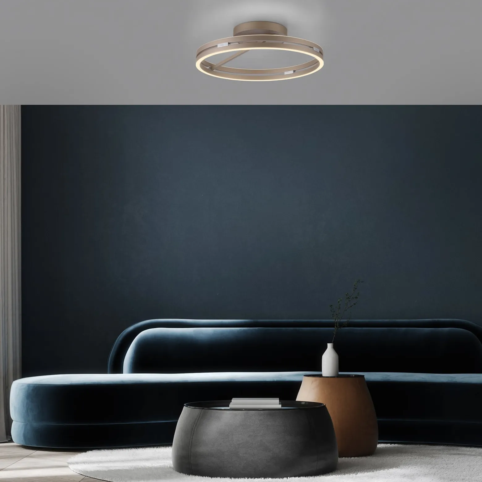 PURE LED-Deckenleuchte Loop bronzefarben, Metall Ø 60 cm CCT