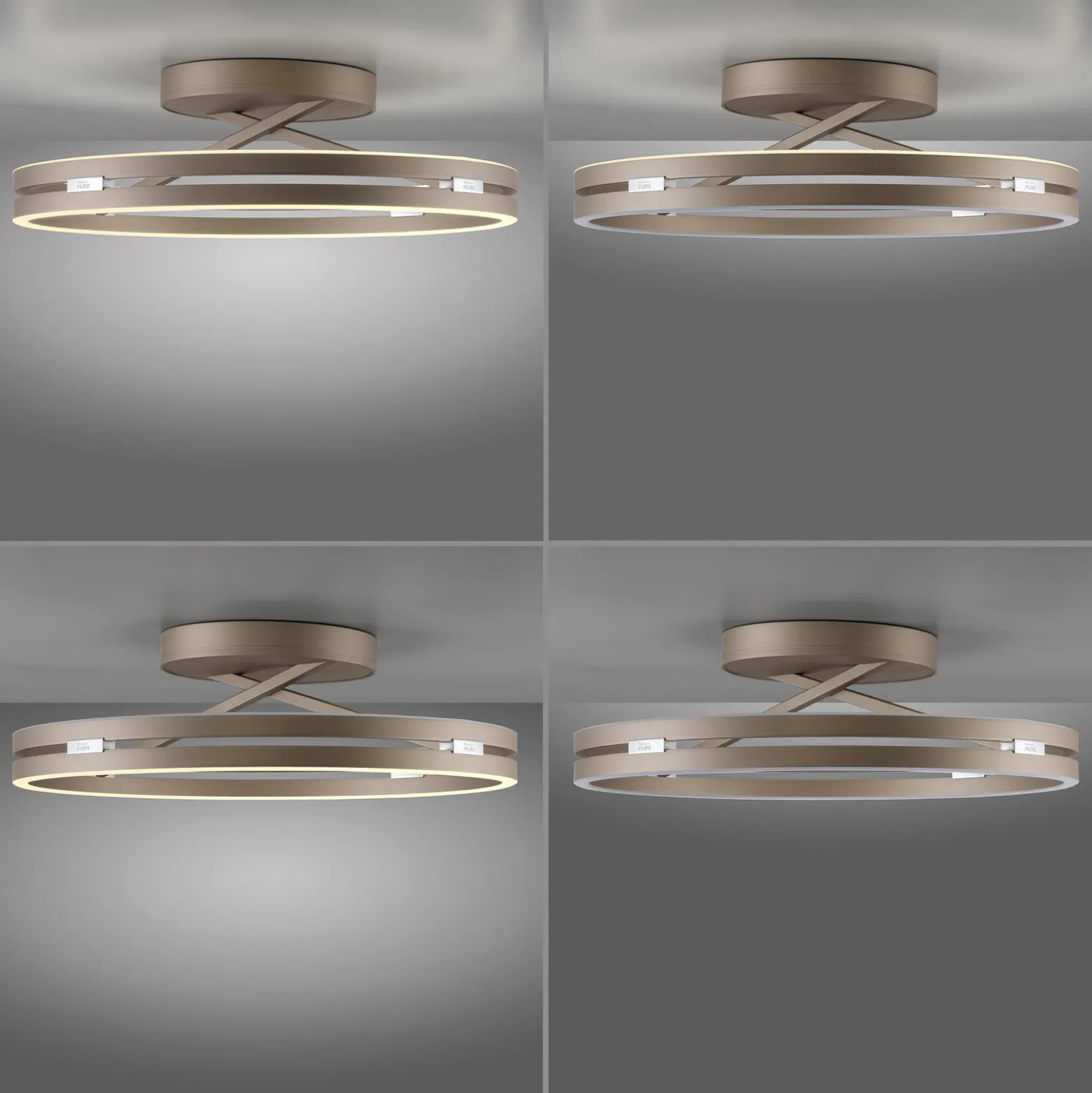 PURE LED-Deckenleuchte Loop bronzefarben, Metall Ø 60 cm CCT