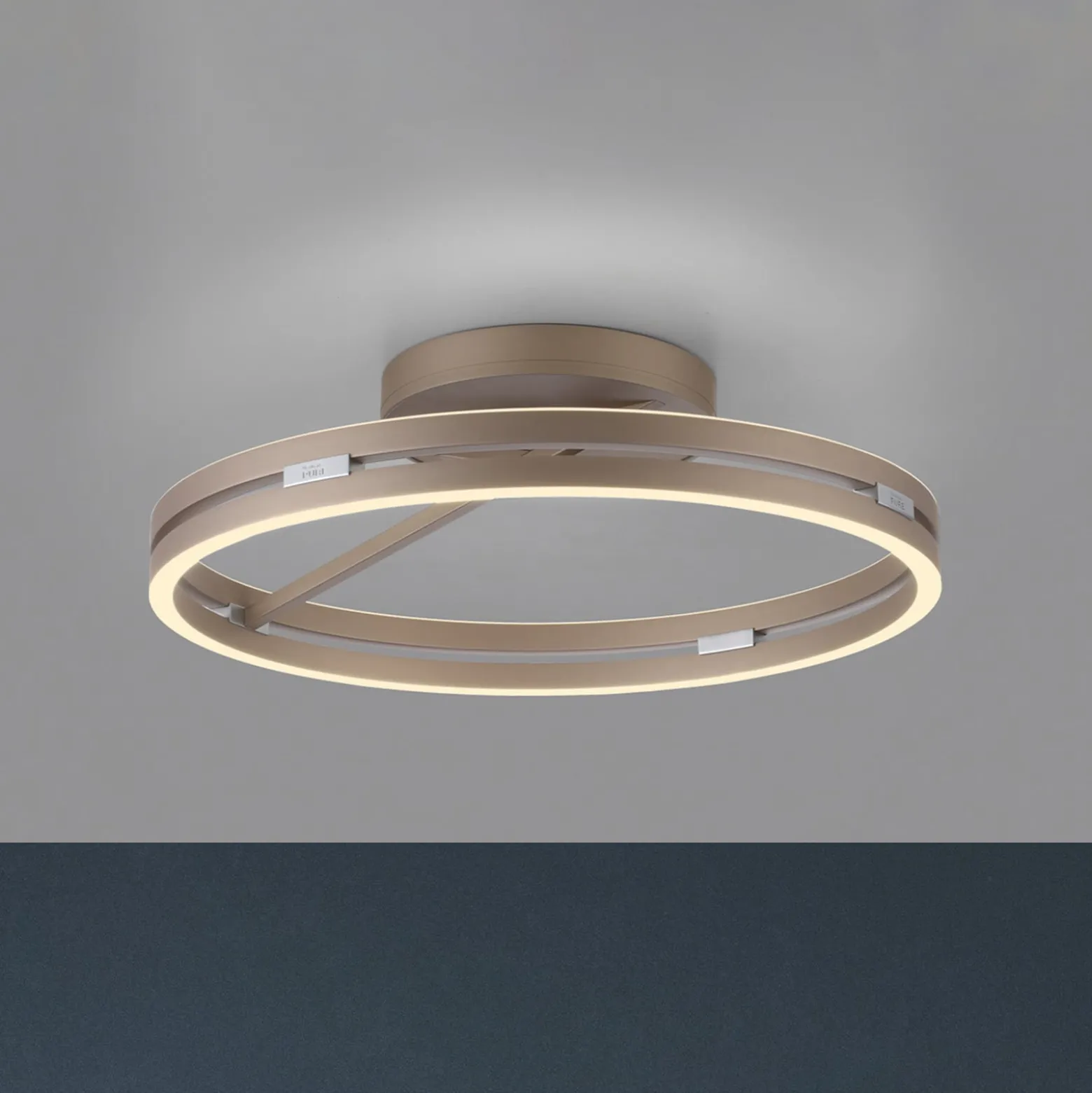 PURE LED-Deckenleuchte Loop bronzefarben, Metall Ø 60 cm CCT