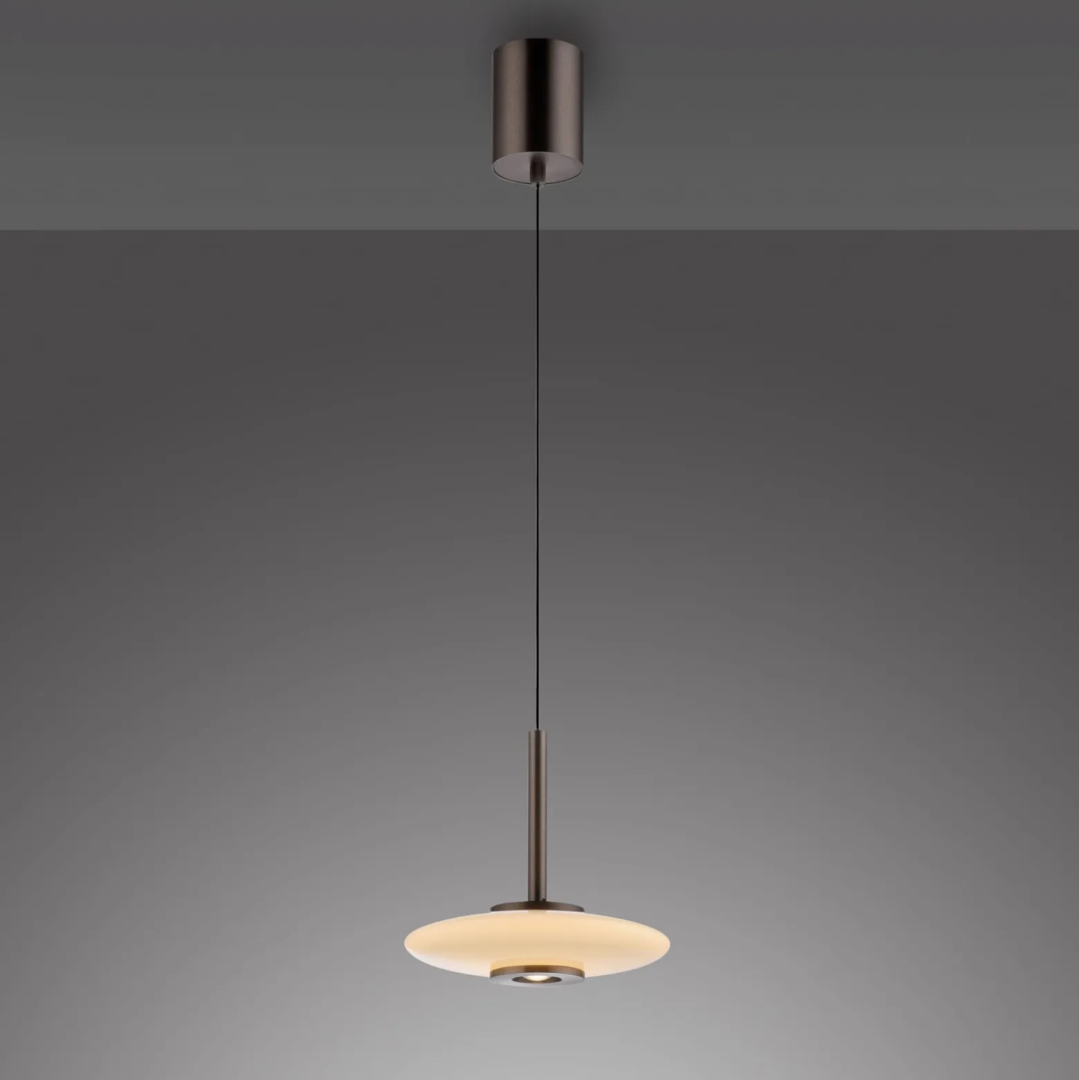 PURE LED-Hängelampe Vitrum braun/opal Glas/Aluminium Ø 22 cm