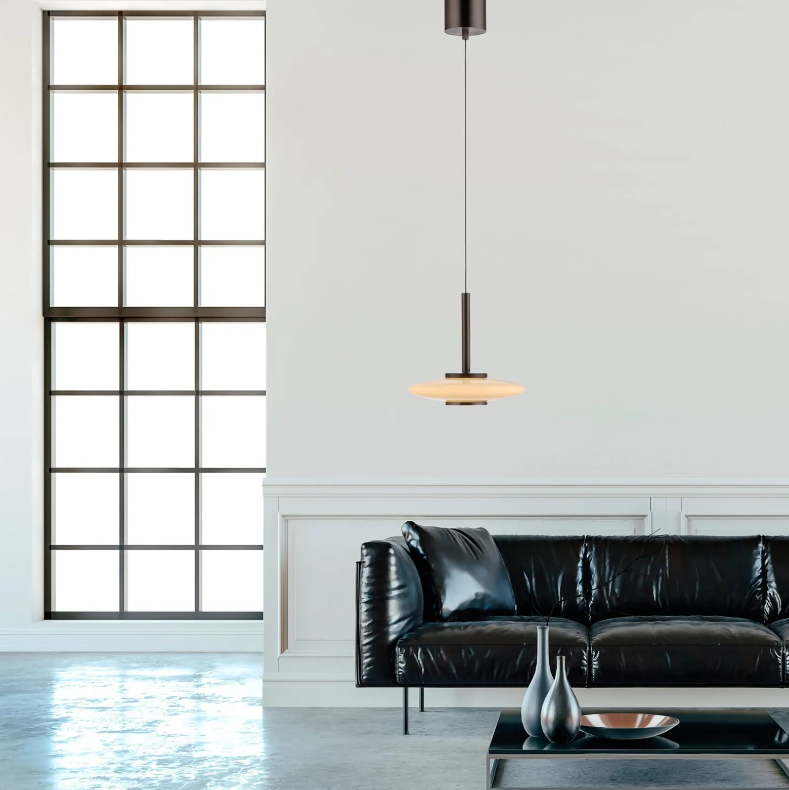 PURE LED-Hängelampe Vitrum braun/opal Glas/Aluminium Ø 22 cm