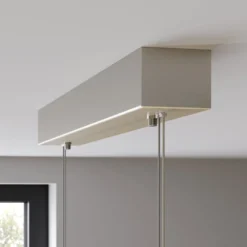 Quitani LED-Hängelampe Alin, Länge 138 cm, Eiche natur