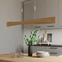 Quitani LED-Hängeleuchte Lian, Eichenholz