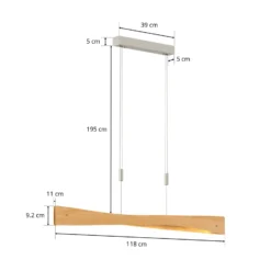 Quitani LED-Hängeleuchte Lian, Eichenholz