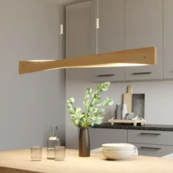 Quitani LED-Hängeleuchte Lian, Eichenholz