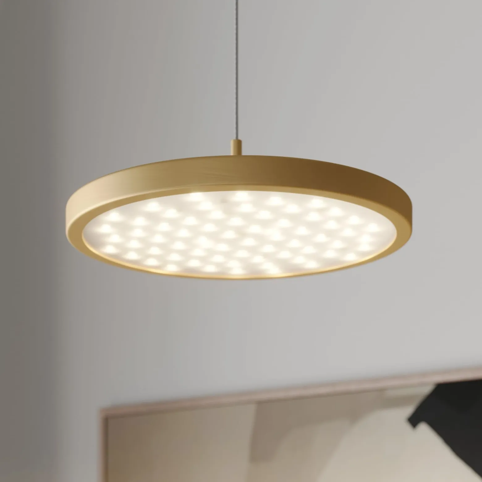 Quitani LED-Pendellampe Gion, 1-flammig, weiß/messing