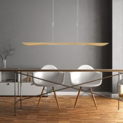 Quitani LED-Pendellampe Hiba, eiche natur, Länge 148 cm