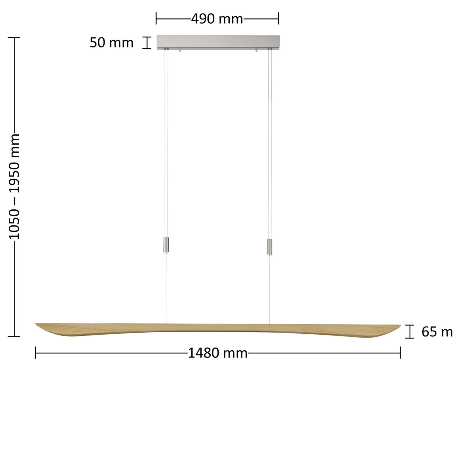 Quitani LED-Pendellampe Hiba, eiche natur, Länge 148 cm