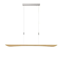Quitani LED-Pendellampe Hiba, eiche natur, Länge 148 cm