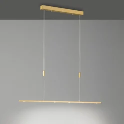 Quitani LED-Pendellampe Tolu, Länge 119 cm, messing