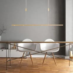 Quitani LED-Pendellampe Tolu, Länge 119 cm, messing