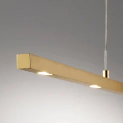 Quitani LED-Pendellampe Tolu, Länge 119 cm, messing