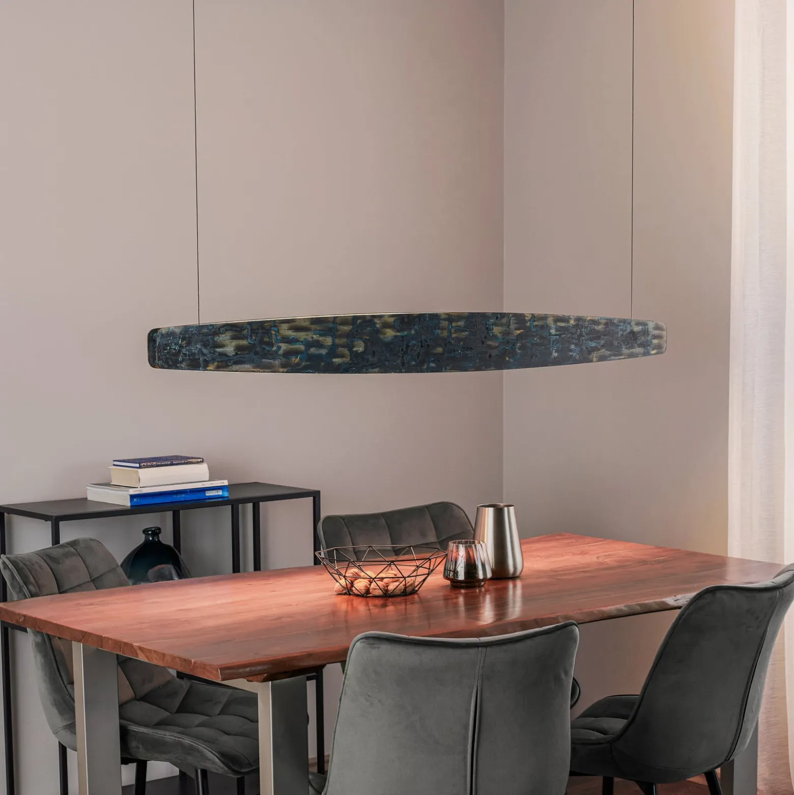 Quitani Lysia LED-Pendel, oxidiert/schwarz, 148 cm