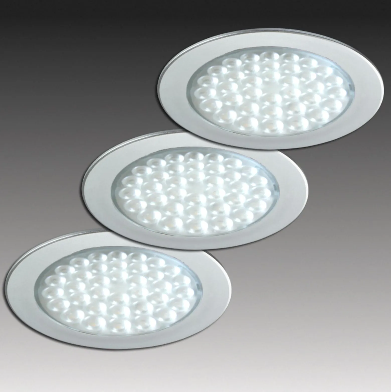 R 68-LED Einbaustrahler in Edelstahloptik, 3er-Set