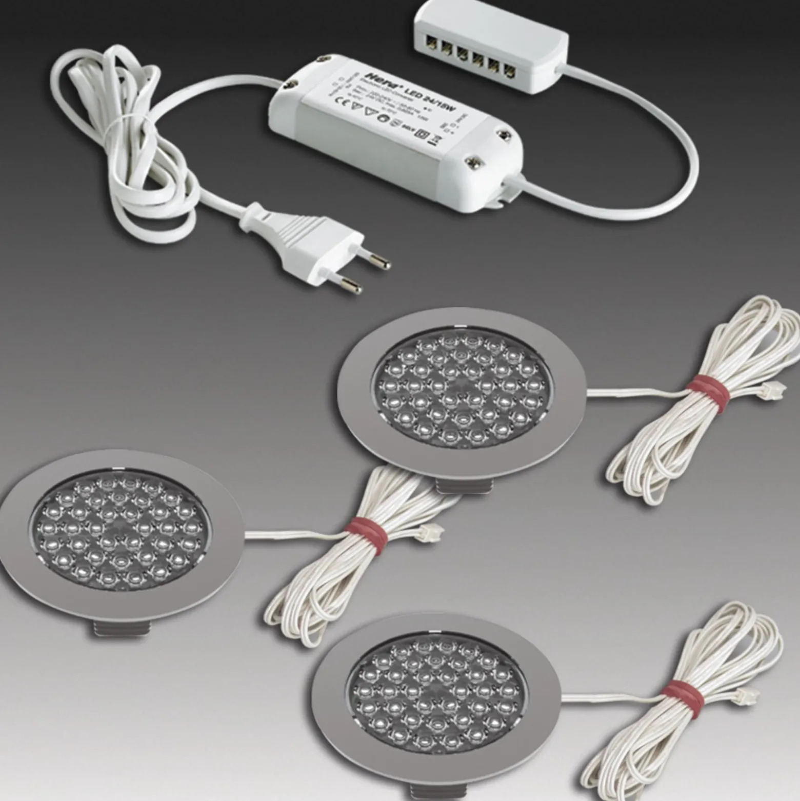 R 68-LED Einbaustrahler in Edelstahloptik, 3er-Set
