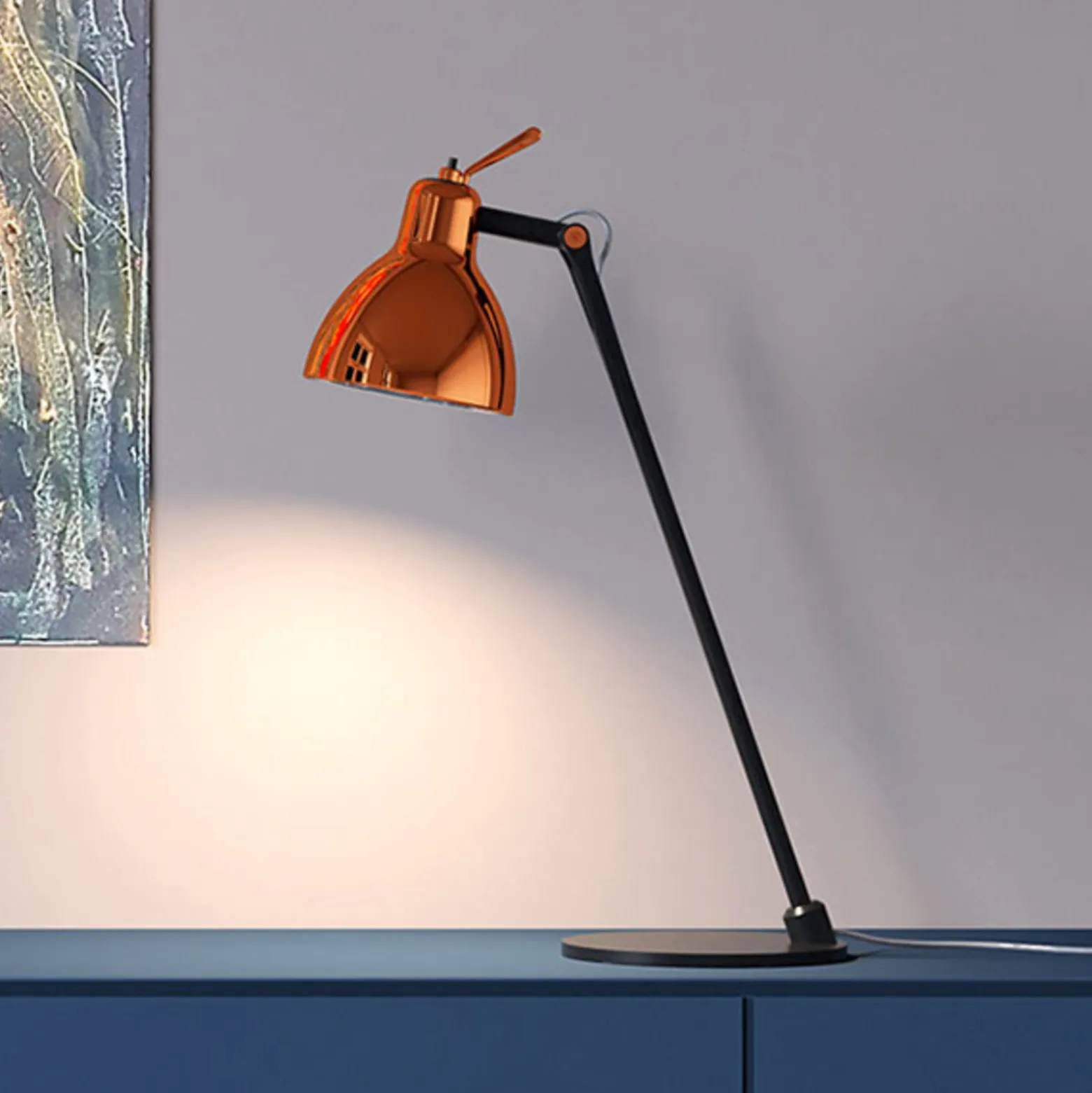 Rotaliana Tischleuchte Luxy T0 Glam, schwarz/kupfer, 52 cm