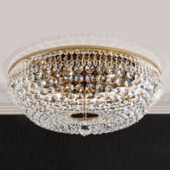 Runde Kristalldeckenleuchte SHERATA, gold 55 cm