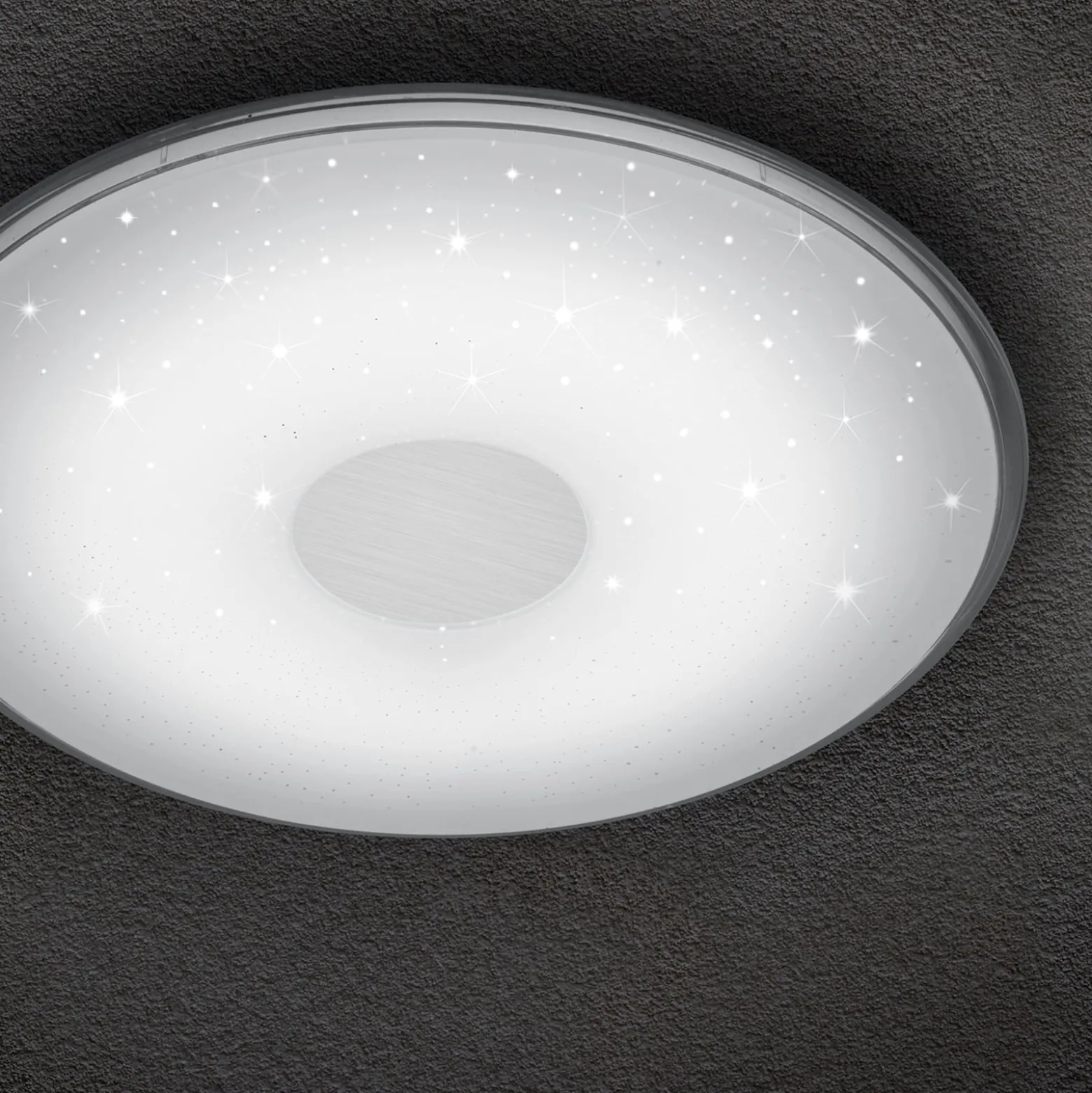 Runde LED-Deckenleuchte Shogun mit Glitzeroptik