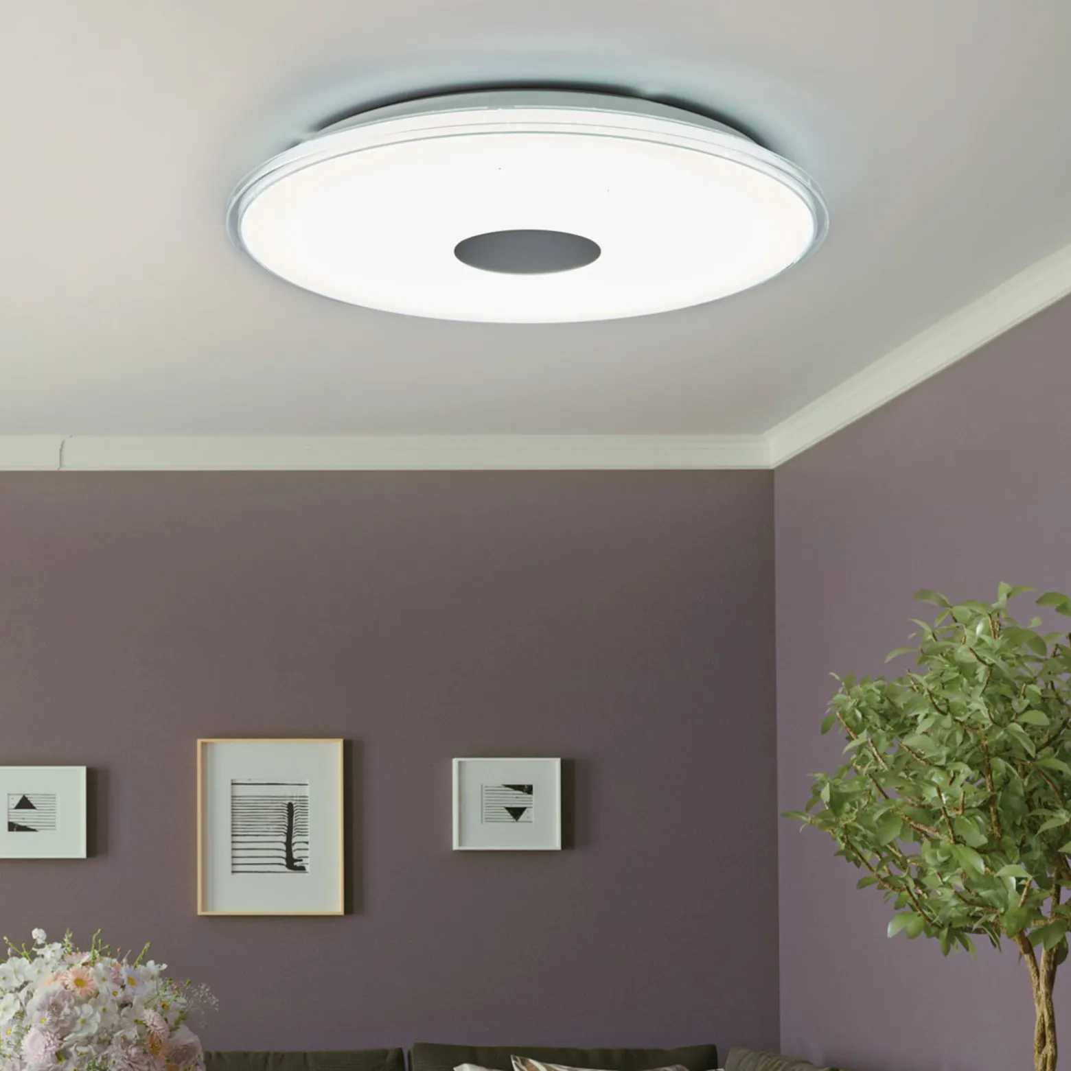 Runde LED-Deckenleuchte Shogun mit Glitzeroptik