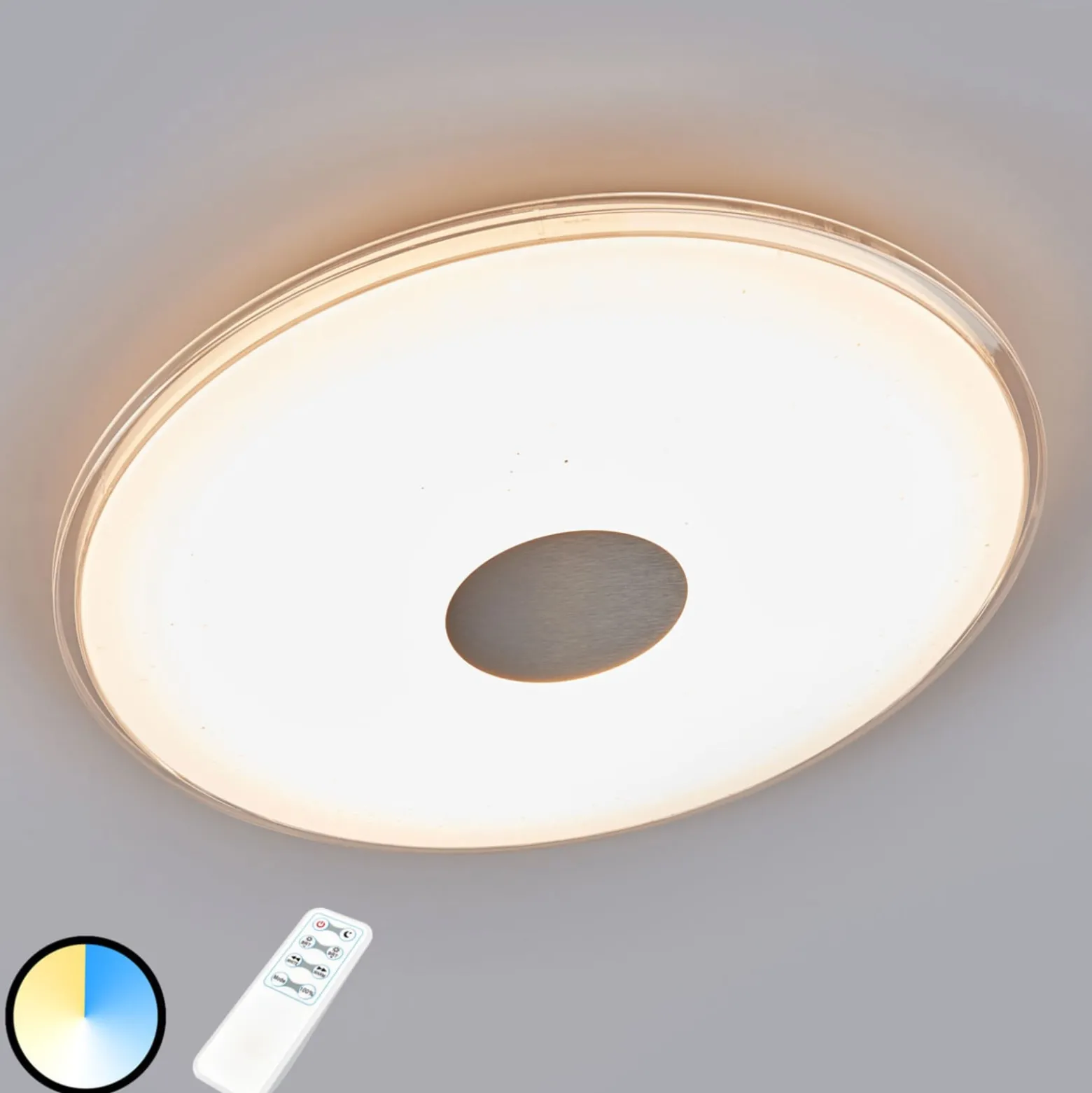 Runde LED-Deckenleuchte Shogun mit Glitzeroptik