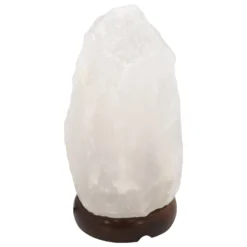 Salzkristall-Tischlampe Stone, weiß
