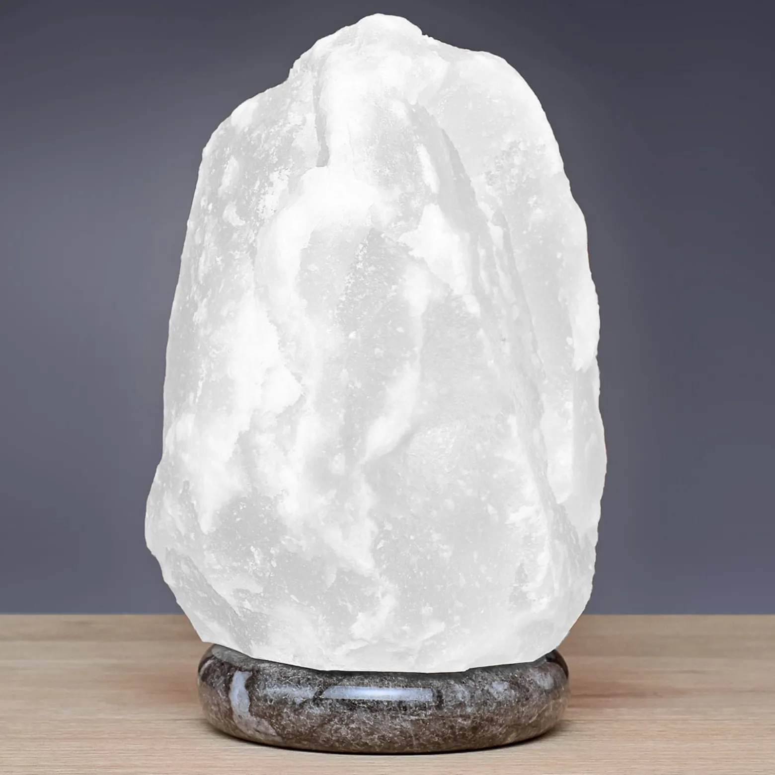 Salzleuchte Rock white line 2 - 3 kg, Marmorsockel, weiß