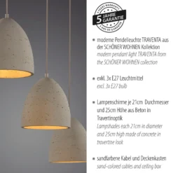 SCHÖNER WOHNEN Hängelampe Traventa, 3-flammig, beige, E27