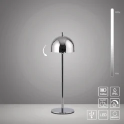 SCHÖNER WOHNEN LED-Akku-Tischlampe Bellies, chrom, IP54
