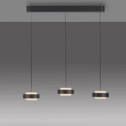 SCHÖNER WOHNEN LED-Hängelampe Elmo, schwarz, 3-fl., 3000 K