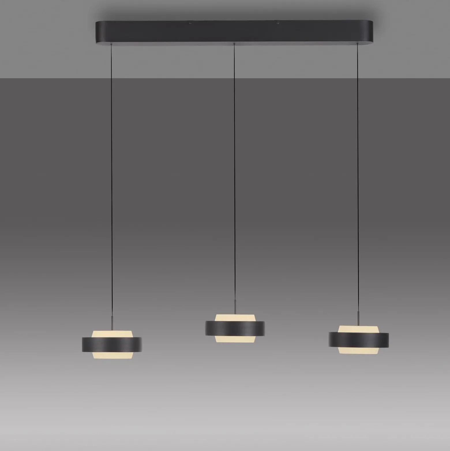 SCHÖNER WOHNEN LED-Hängelampe Elmo, schwarz, 3-fl., 3000 K