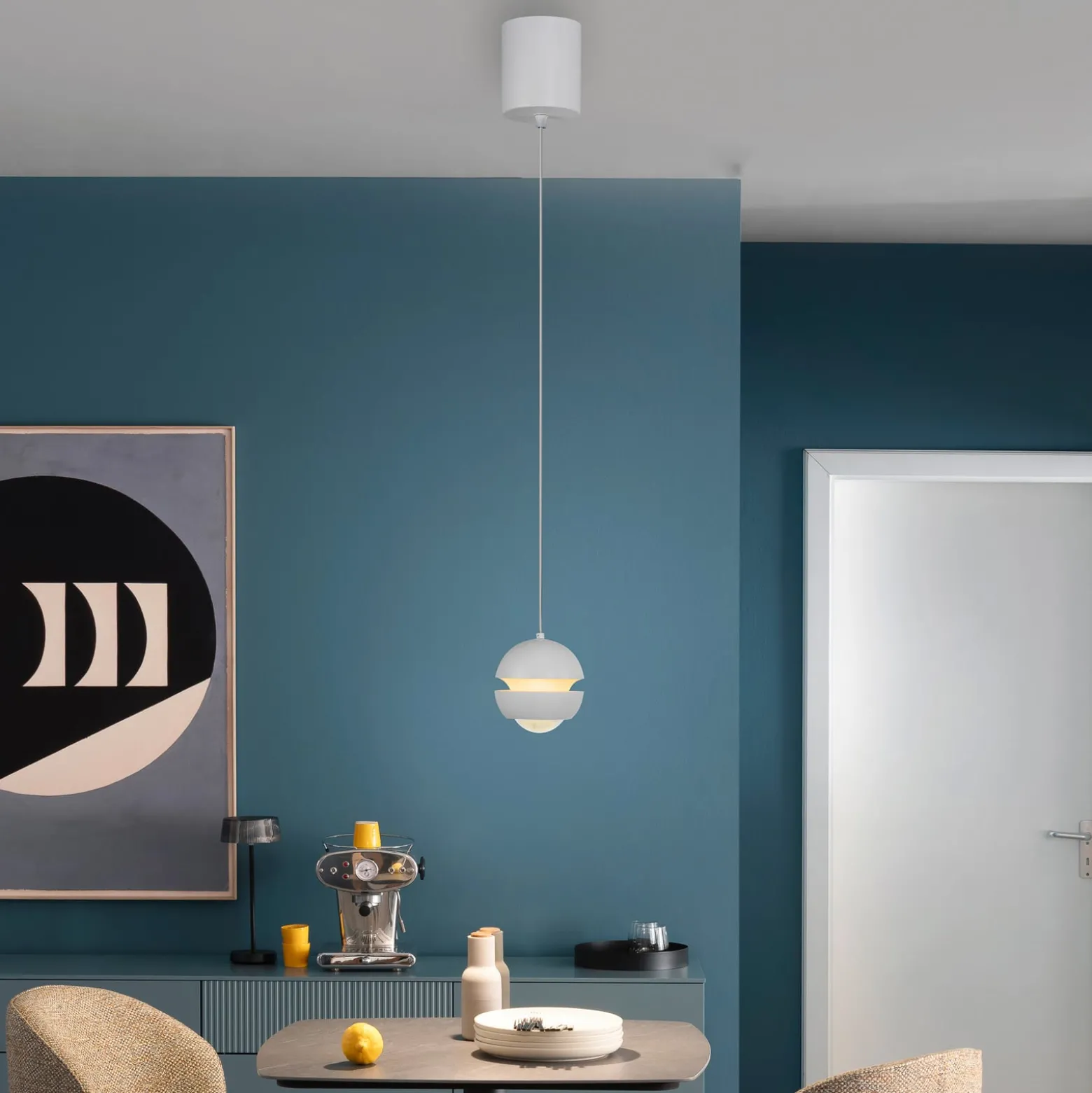 SCHÖNER WOHNEN LED-Hängeleuchte Lini, weiß, 1-fl., 3.000 K