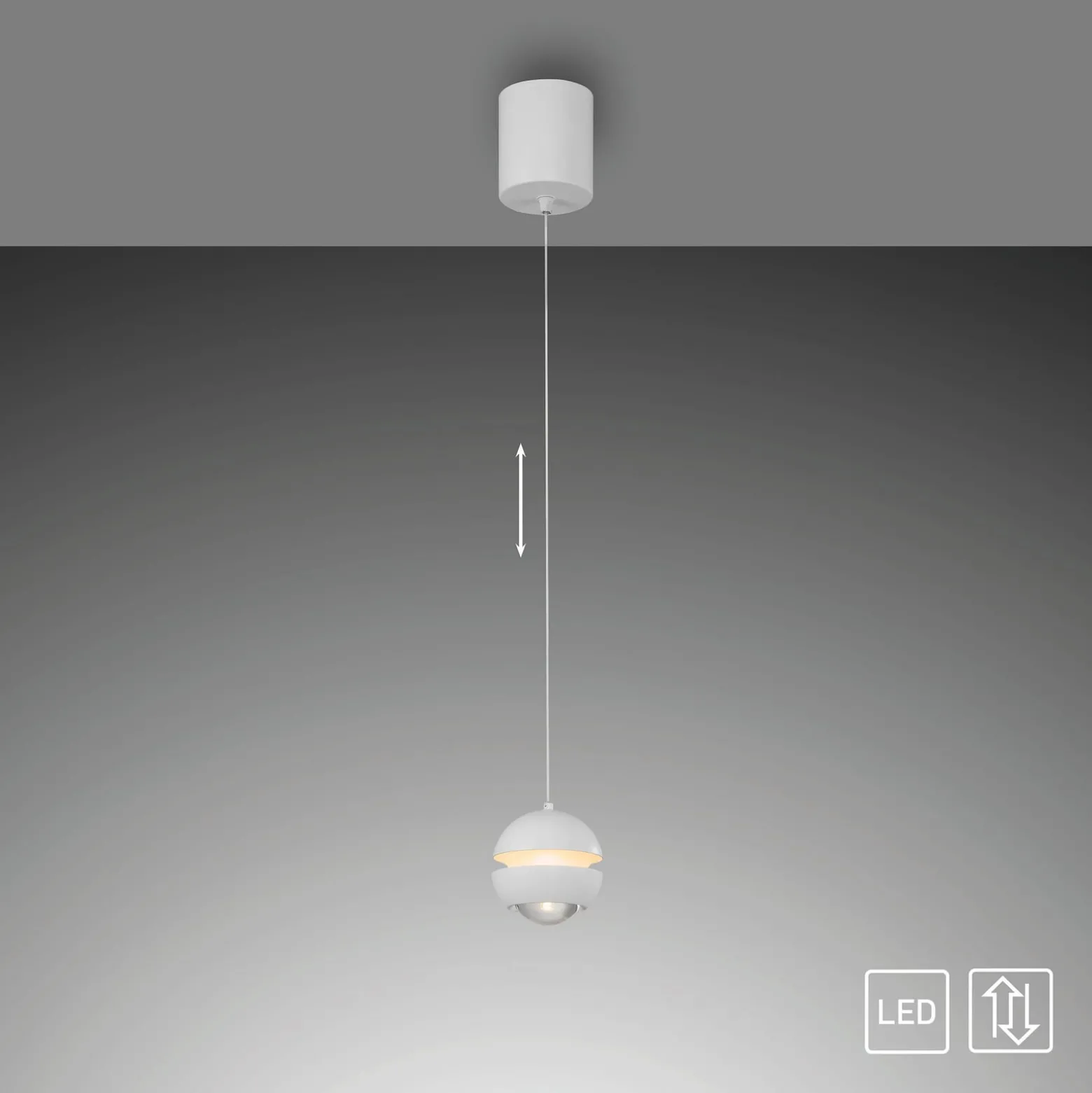 SCHÖNER WOHNEN LED-Hängeleuchte Lini, weiß, 1-fl., 3.000 K