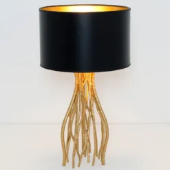 Schwarze Tischlampe Capri, rund, Höhe 44 cm