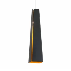 Schwarz-goldene Aluminiumpendellampe Pluma, LED