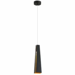 Schwarz-goldene Aluminiumpendellampe Pluma, LED