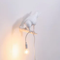 SELETTI Bird Lamp LED-Wandlampe, Blick links, weiß