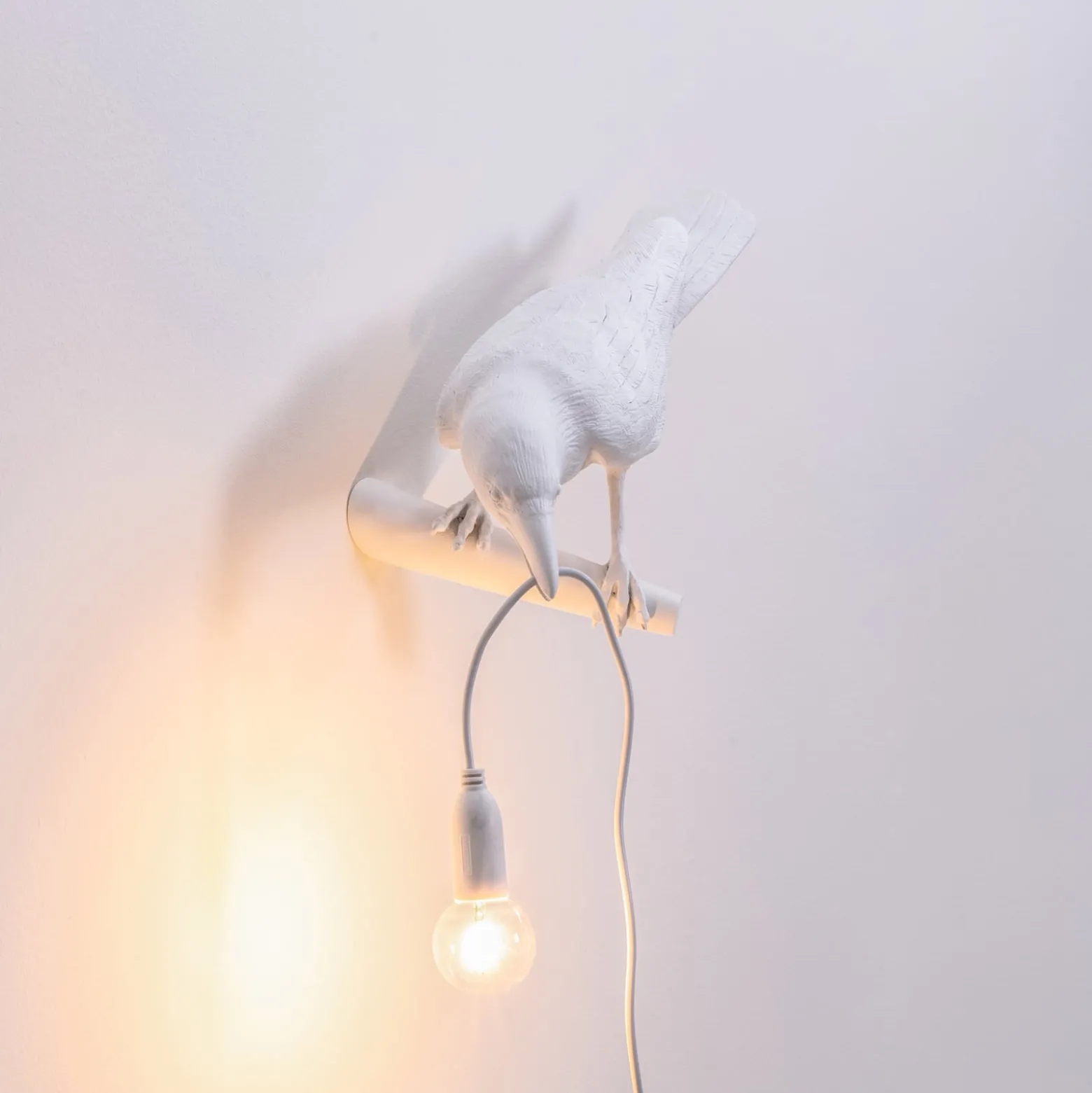 SELETTI Bird Lamp LED-Wandlampe, Blick links, weiß