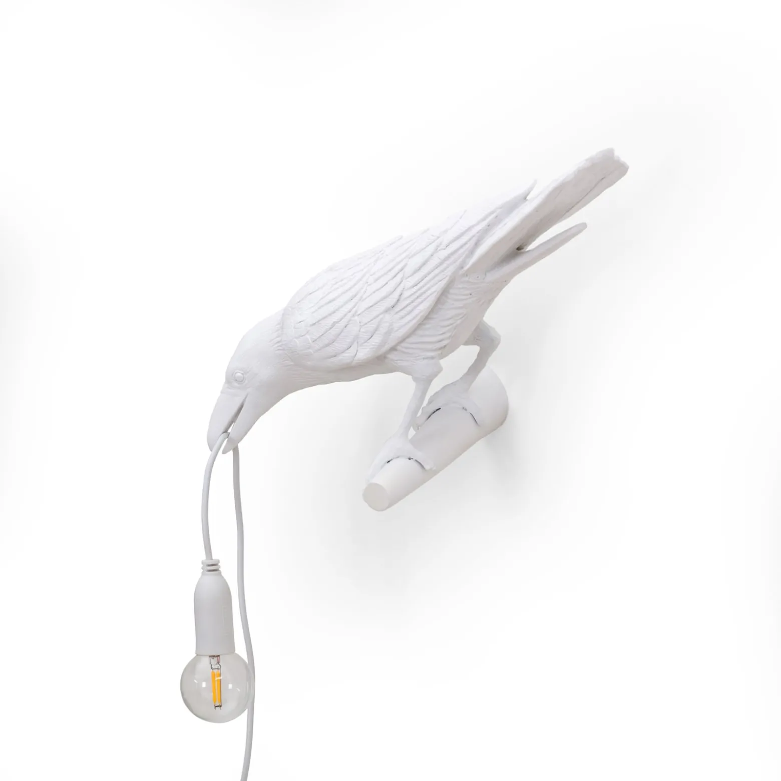 SELETTI Bird Lamp LED-Wandlampe, Blick links, weiß