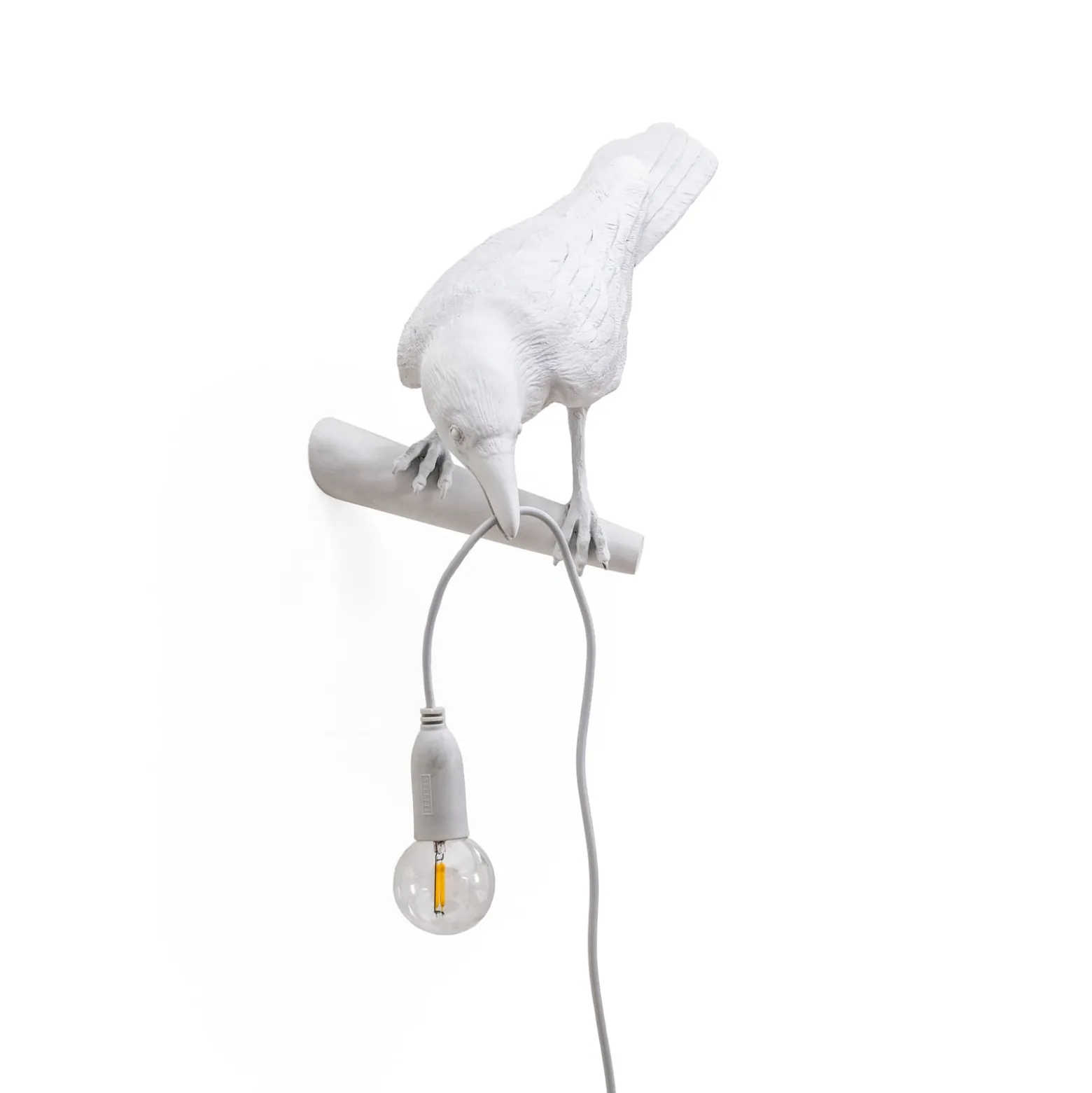 SELETTI Bird Lamp LED-Wandlampe, Blick links, weiß