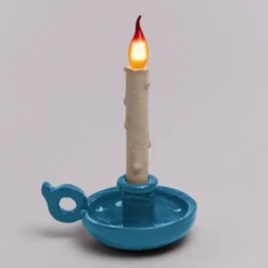 SELETTI Grimm Bugia Dekotischlampe Kerzenform blau
