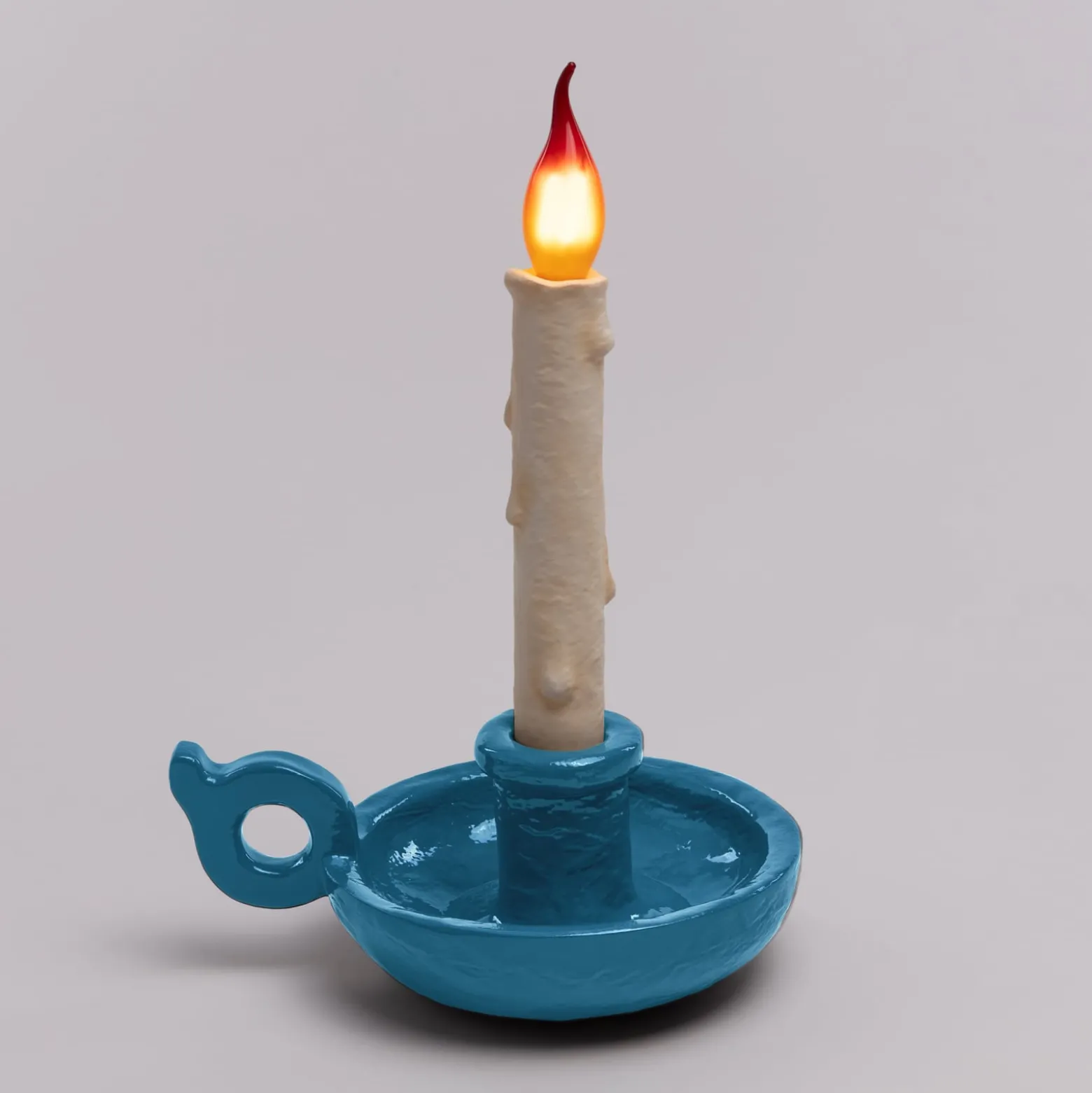 SELETTI Grimm Bugia Dekotischlampe Kerzenform blau