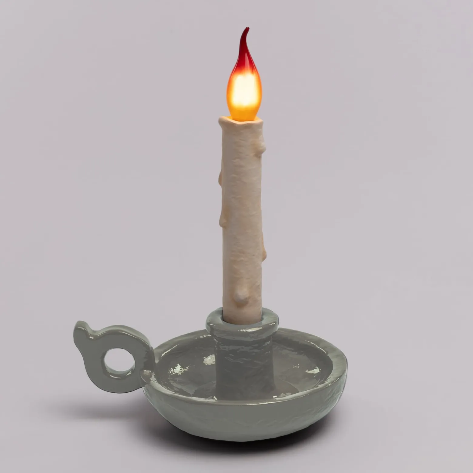 SELETTI Grimm Bugia Dekotischlampe Kerzenform grau