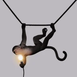 SELETTI Monkey Lamp, Breite 44 cm, schwarz, Stecker, IP44