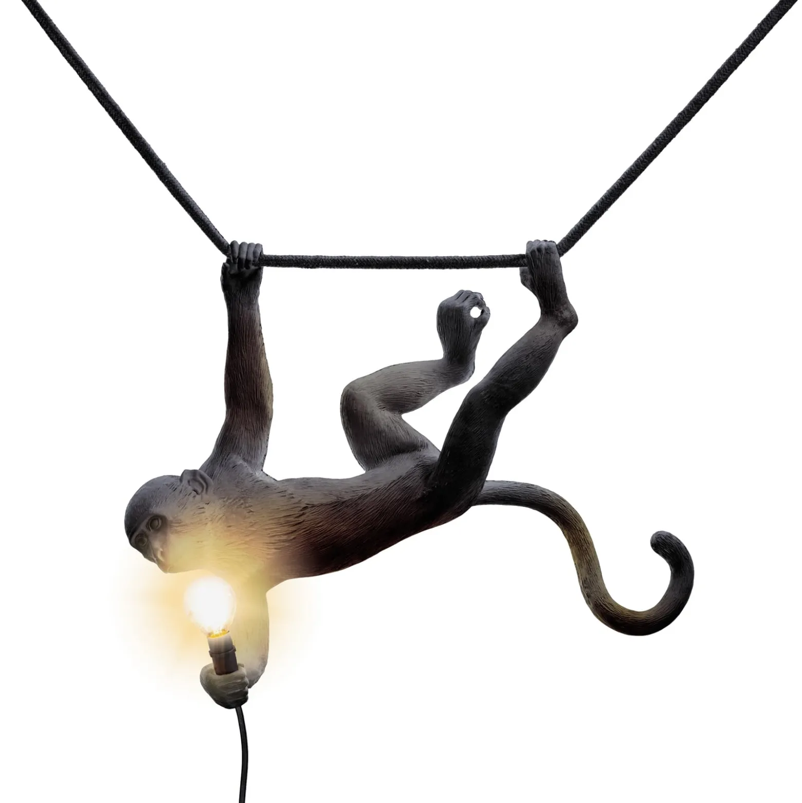SELETTI Monkey Lamp, Breite 44 cm, schwarz, Stecker, IP44