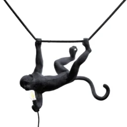 SELETTI Monkey Lamp, Breite 44 cm, schwarz, Stecker, IP44
