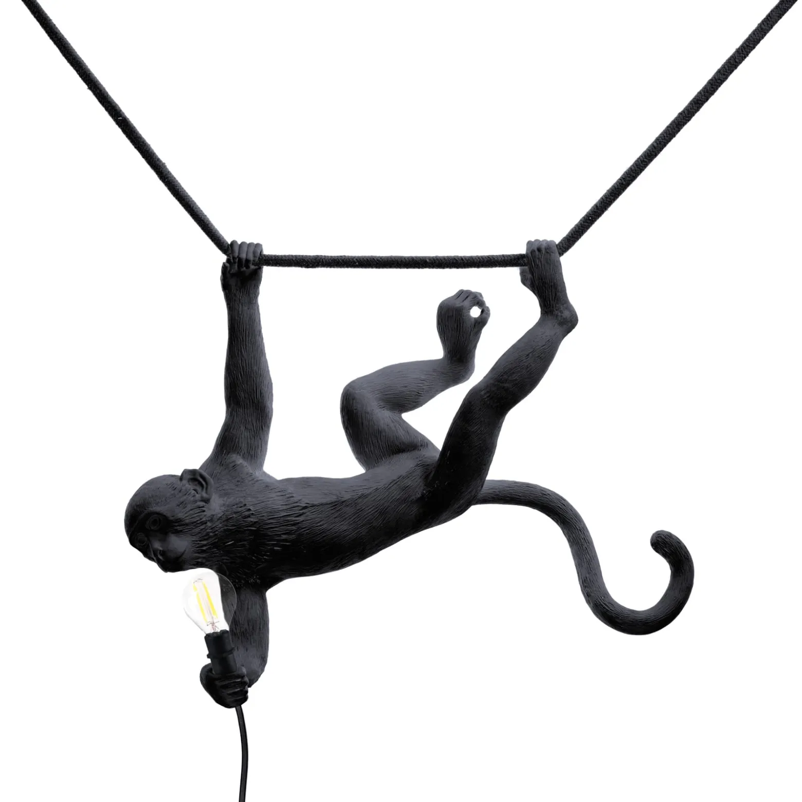 SELETTI Monkey Lamp, Breite 44 cm, schwarz, Stecker, IP44
