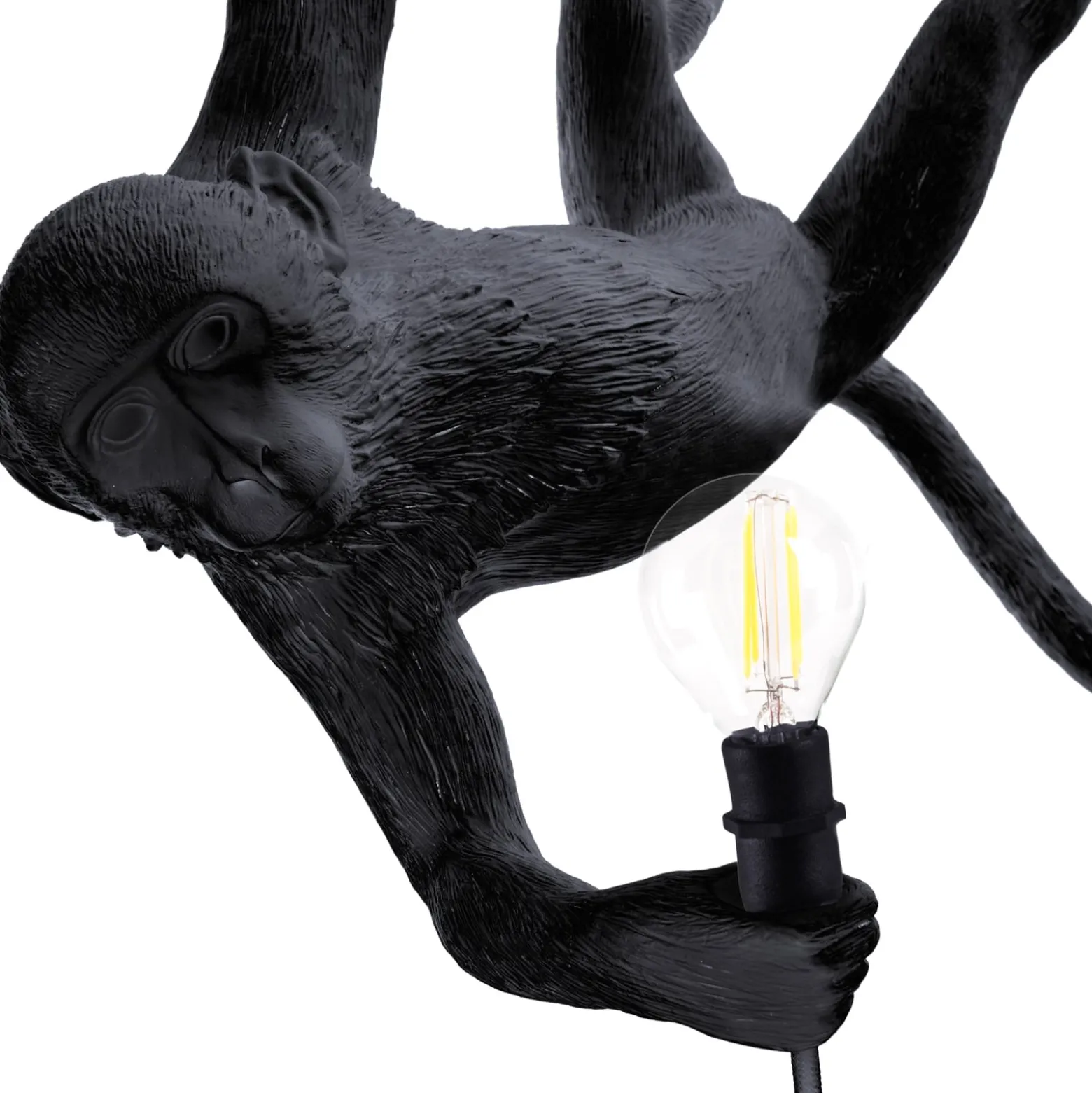 SELETTI Monkey Lamp, Breite 44 cm, schwarz, Stecker, IP44